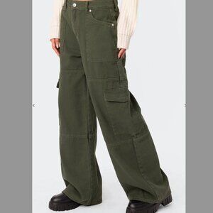 Y2K Women’s Wide Leg Baggy Green Grunge Carpenter Cargo Pants • Edikted • Sz L